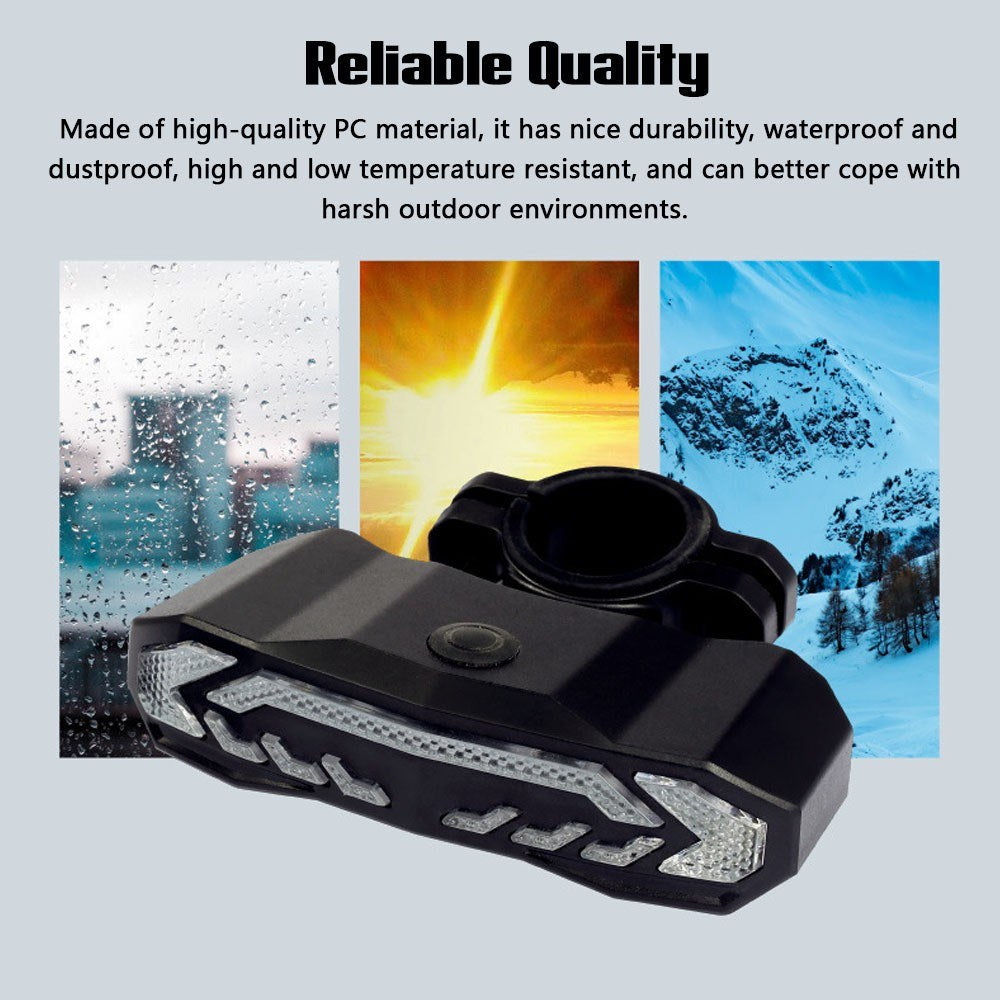 5-in-1 Bike Taillight with Turn Signals, Anti-Theft Alarm, LED Rear Light, Waterproof, 6 Modes & Remote for Mountain/Road Cycling