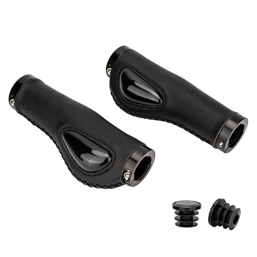 ZTTO Leather Anti-Slip Lock-On Bike Handlebar Grips