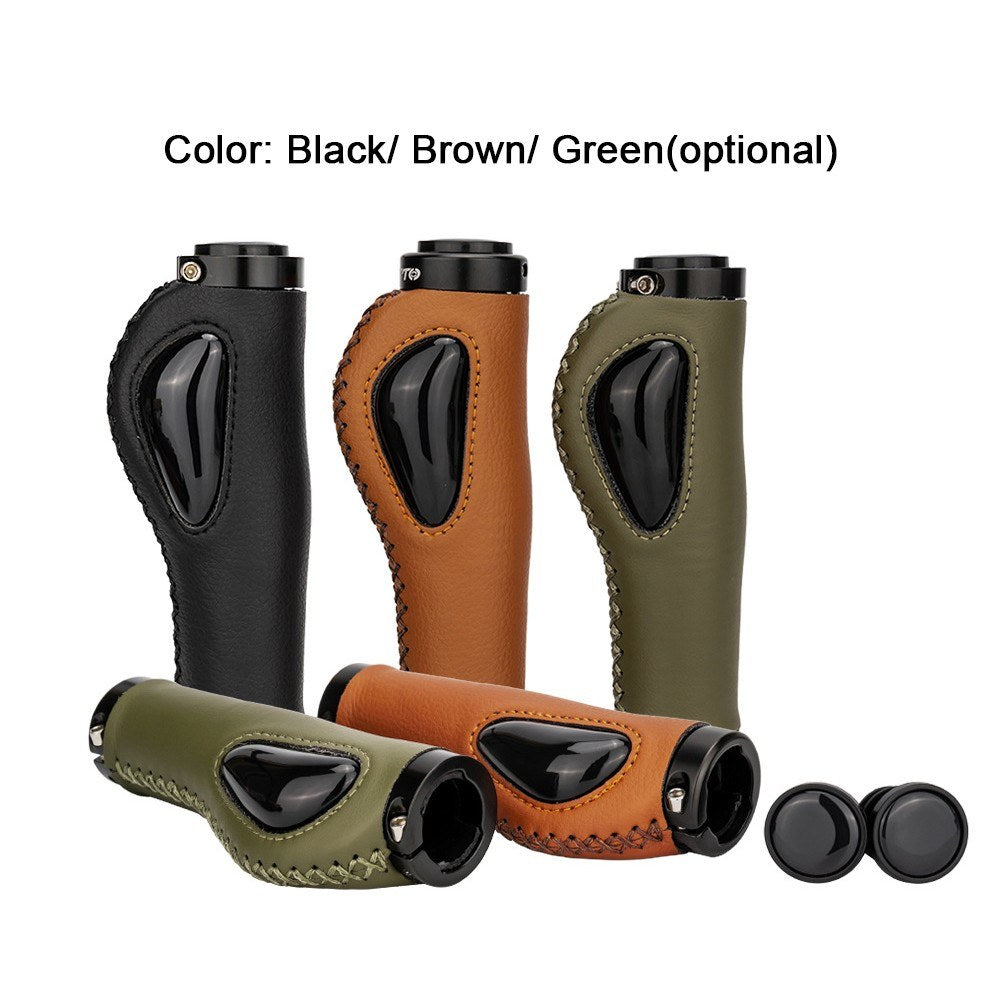 ZTTO Leather Anti-Slip Lock-On Bike Handlebar Grips