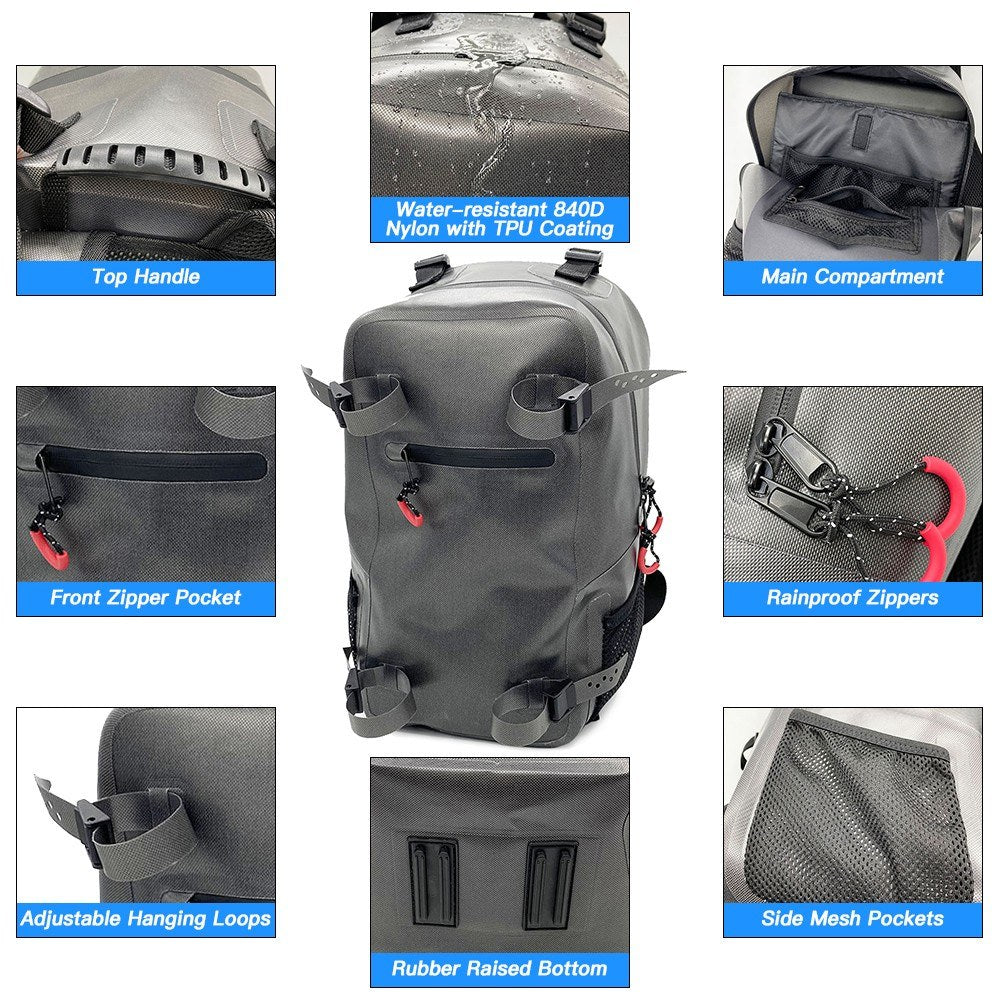 18L Waterproof Fishing Backpack with Detachable Laptop Sleeve & Gear Loops