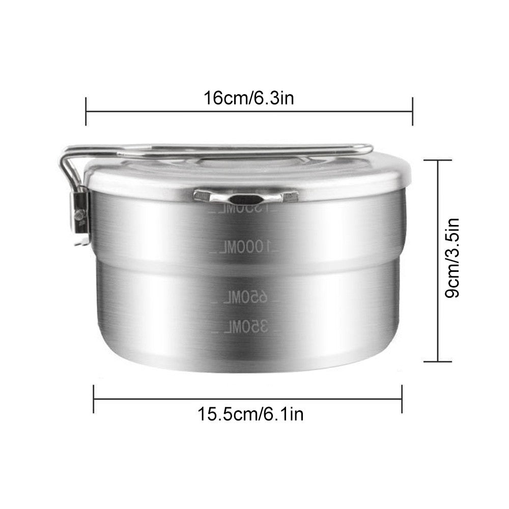 1.5L Stainless Steel Camping Pot with Storage Bag