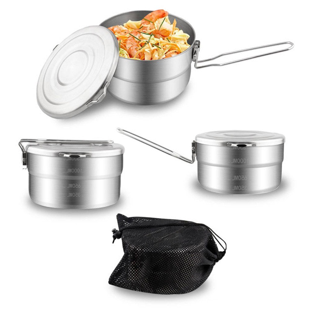 1.5L Stainless Steel Camping Pot with Storage Bag