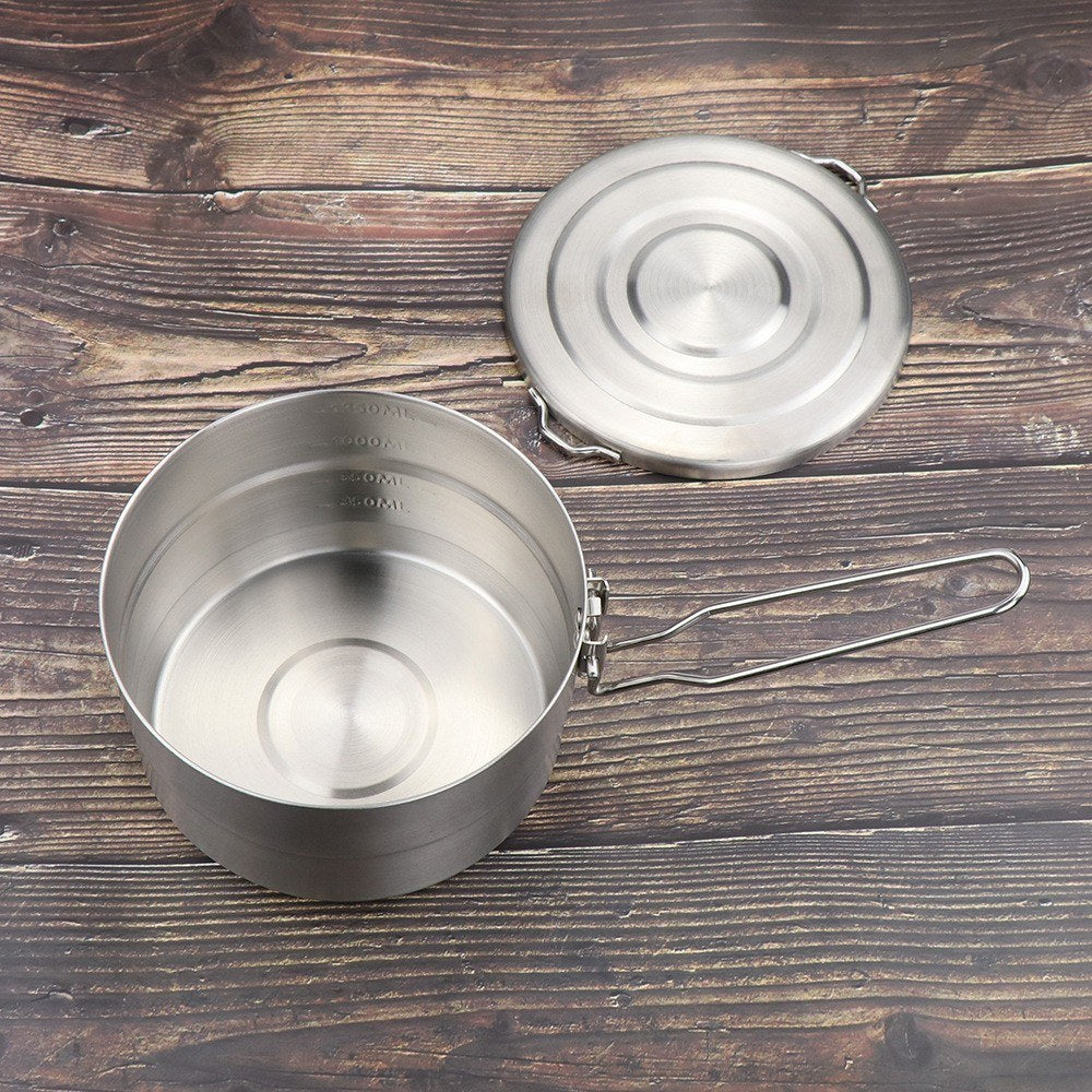 1.5L Stainless Steel Camping Pot with Storage Bag