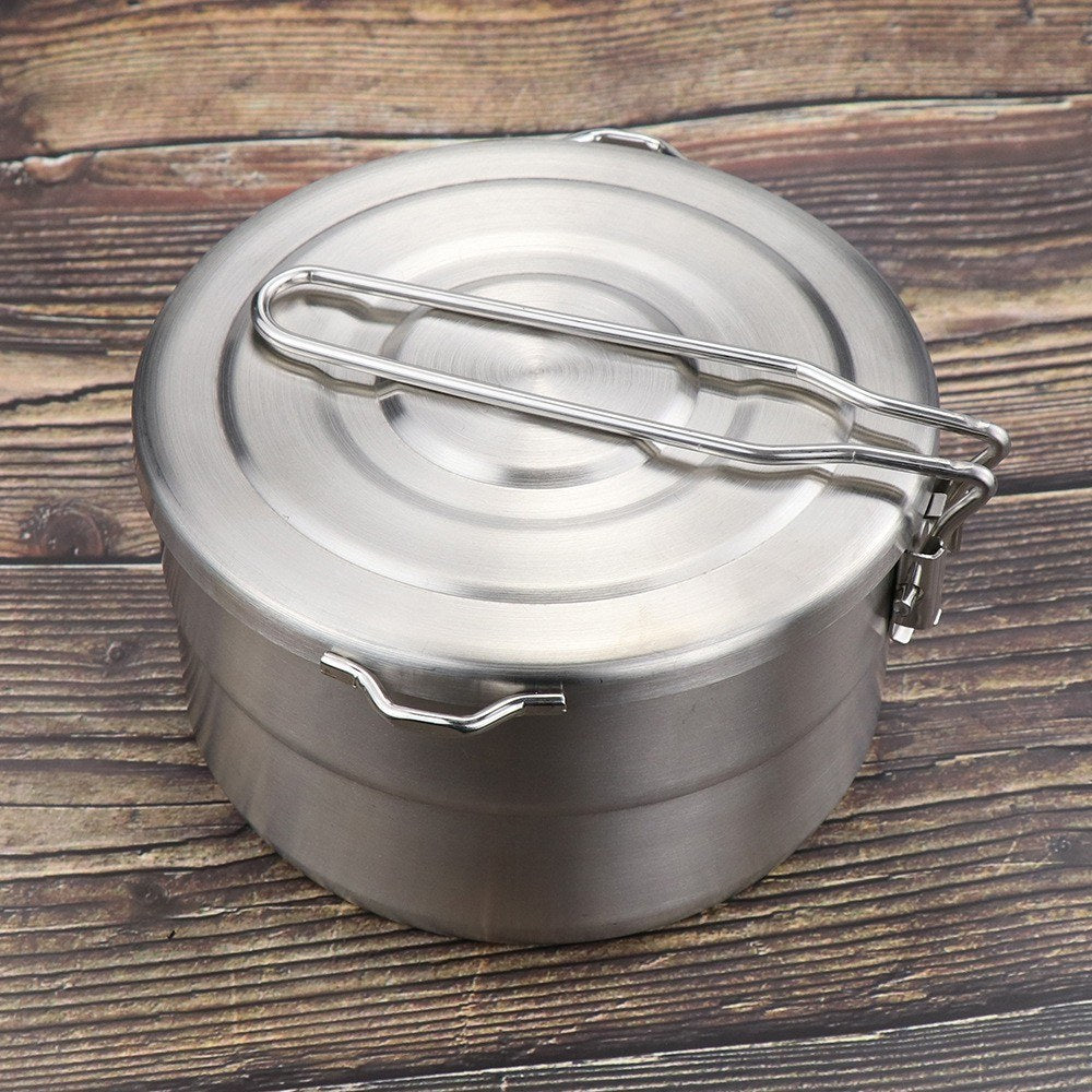 1.5L Stainless Steel Camping Pot with Storage Bag