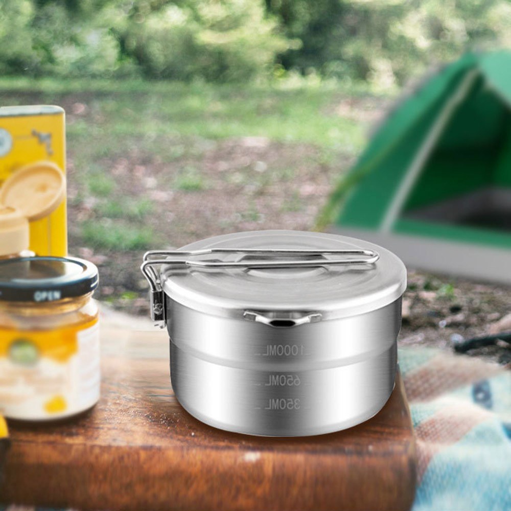 1.5L Stainless Steel Camping Pot with Storage Bag