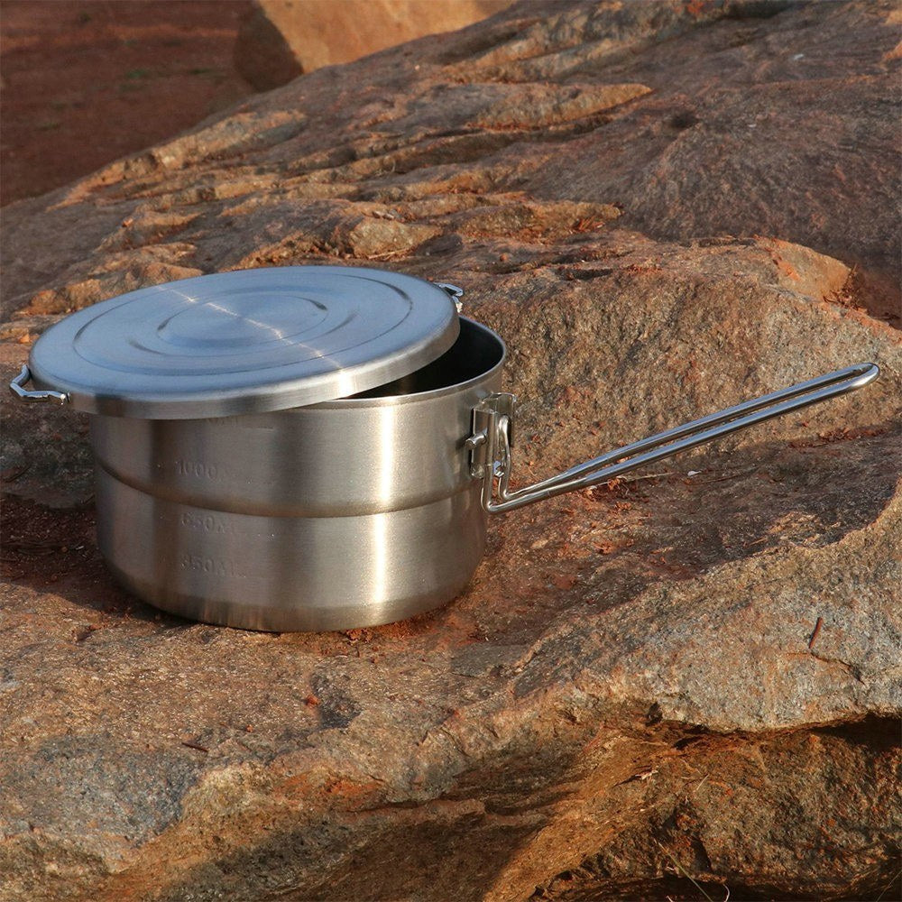 1.5L Stainless Steel Camping Pot with Storage Bag