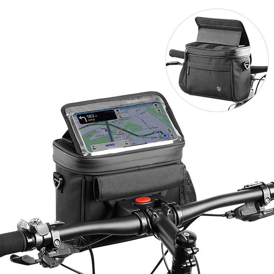 WHEEL UP Waterproof Bike Front Frame Bag with 7-inch Phone Holder