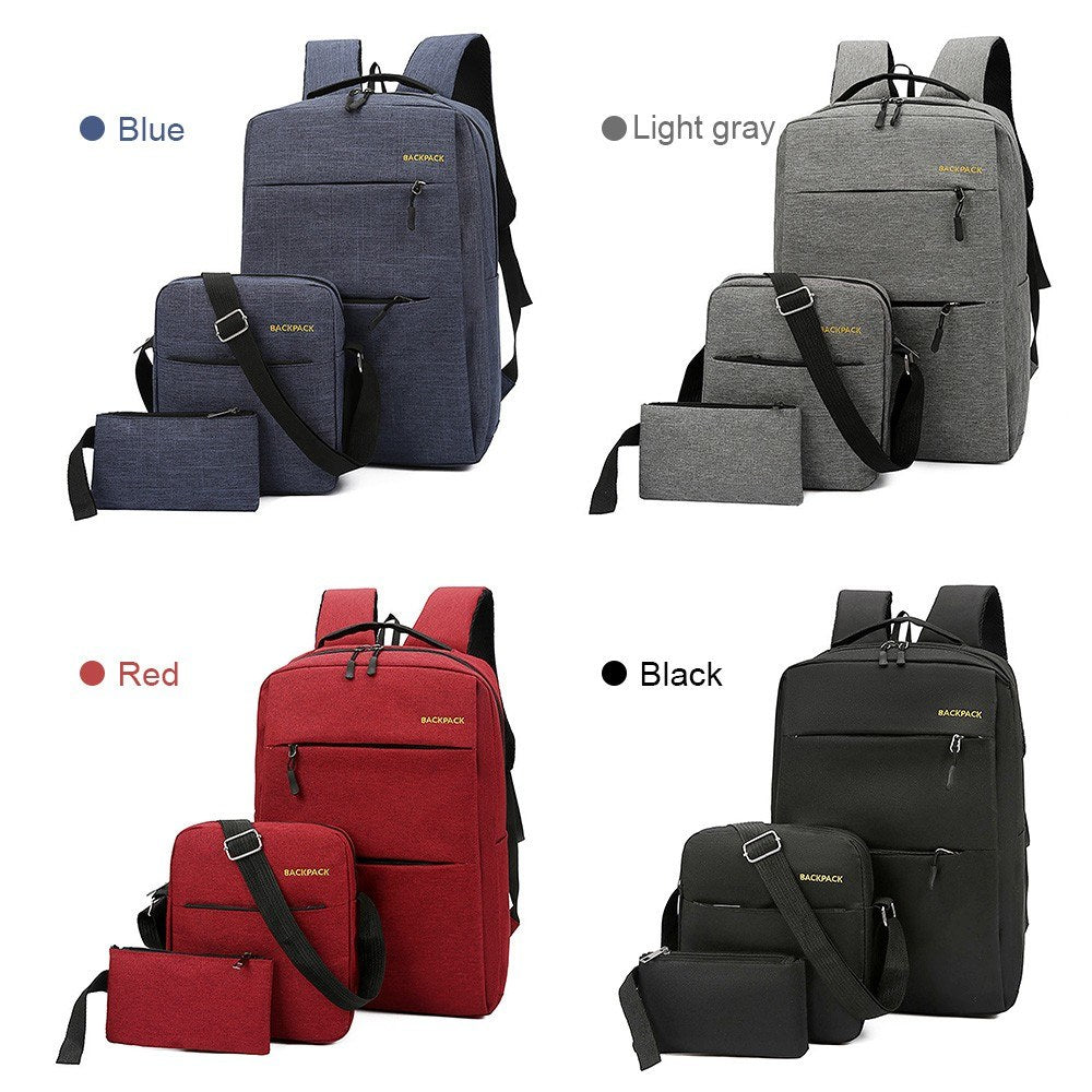 3-Piece Backpack Set: Water-Resistant Travel Laptop Bag with USB Charging - 16-Inch College & Hiking Daypack