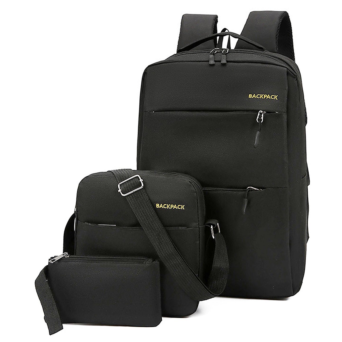 3-Piece Backpack Set: Water-Resistant Travel Laptop Bag with USB Charging - 16-Inch College & Hiking Daypack