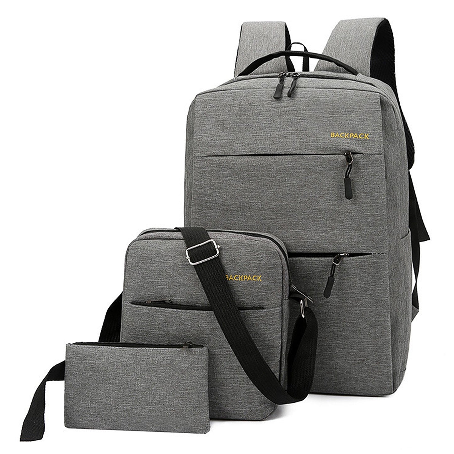 3-Piece Backpack Set: Water-Resistant Travel Laptop Bag with USB Charging - 16-Inch College & Hiking Daypack