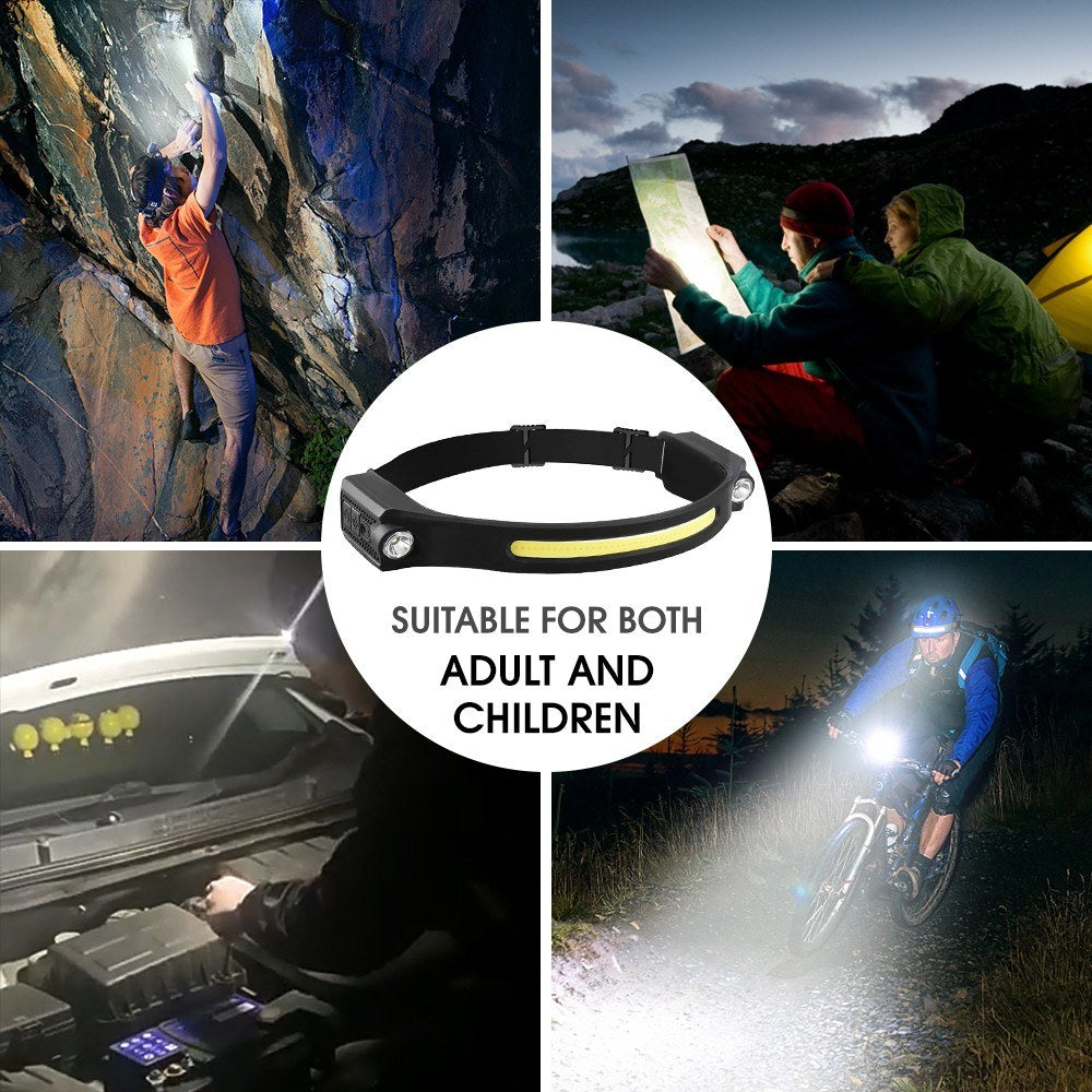 Waterproof USB Rechargeable Lightweight Outdoor Headlamp Flashlight