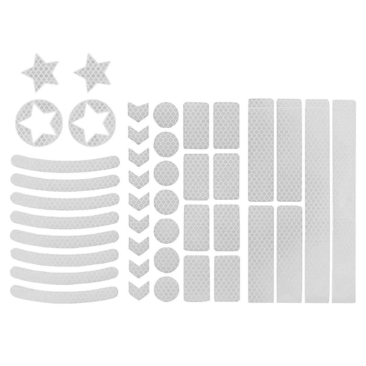 42Pcs Waterproof Reflective Bike Safety Warning Stickers Set