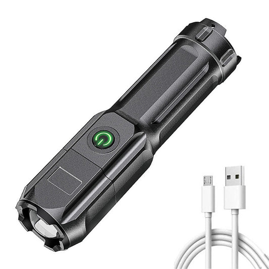 High Lumen Mini LED Rechargeable Zoomable Handheld Camping Flashlight