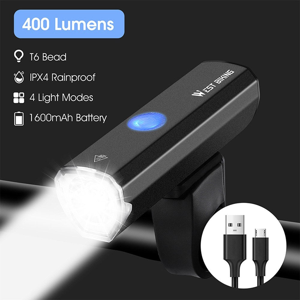 400 Lumen USB Rechargeable Waterproof Aluminum Alloy Bicycle Light