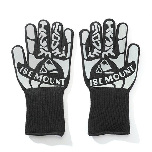 Heat Resistant Flame Retardant Gloves with Cotton Lining for Outdoor Camping, Picnic, and BBQ