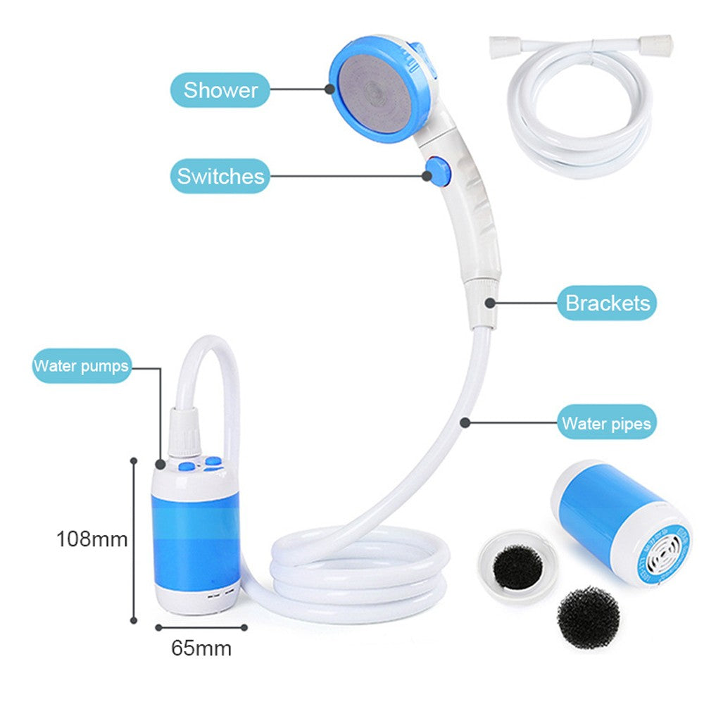 IPX7 Waterproof Portable Electric Camping Shower with 5000mAh Rechargeable Battery