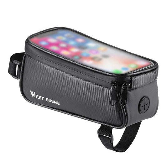 1L Bike Frame Bag with Touch Screen for Mobile Phone - Double Zipper Cycling Bag Road Bike Accessories