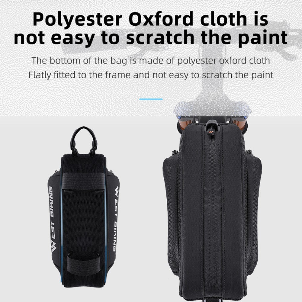 WEST BIKING Waterproof 1.5L Bicycle Front Frame Bag with Smooth Zipper
