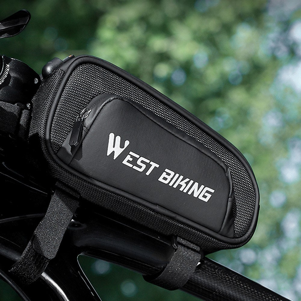 WEST BIKING Waterproof 1.5L Bicycle Front Frame Bag with Smooth Zipper