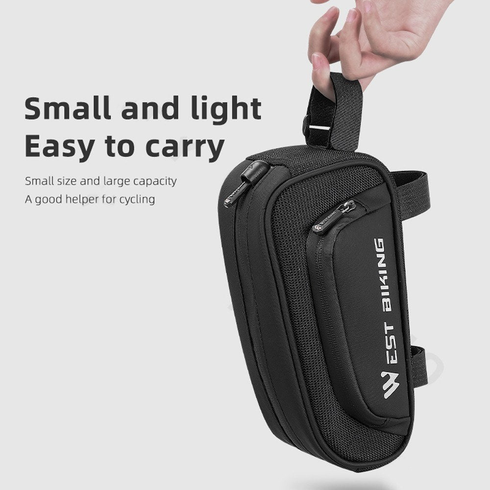 WEST BIKING Waterproof 1.5L Bicycle Front Frame Bag with Smooth Zipper