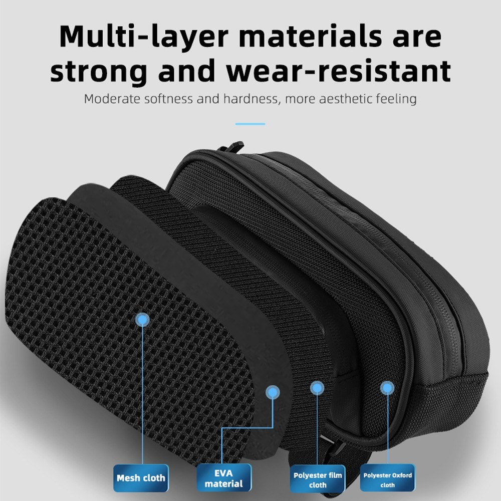 WEST BIKING Waterproof 1.5L Bicycle Front Frame Bag with Smooth Zipper