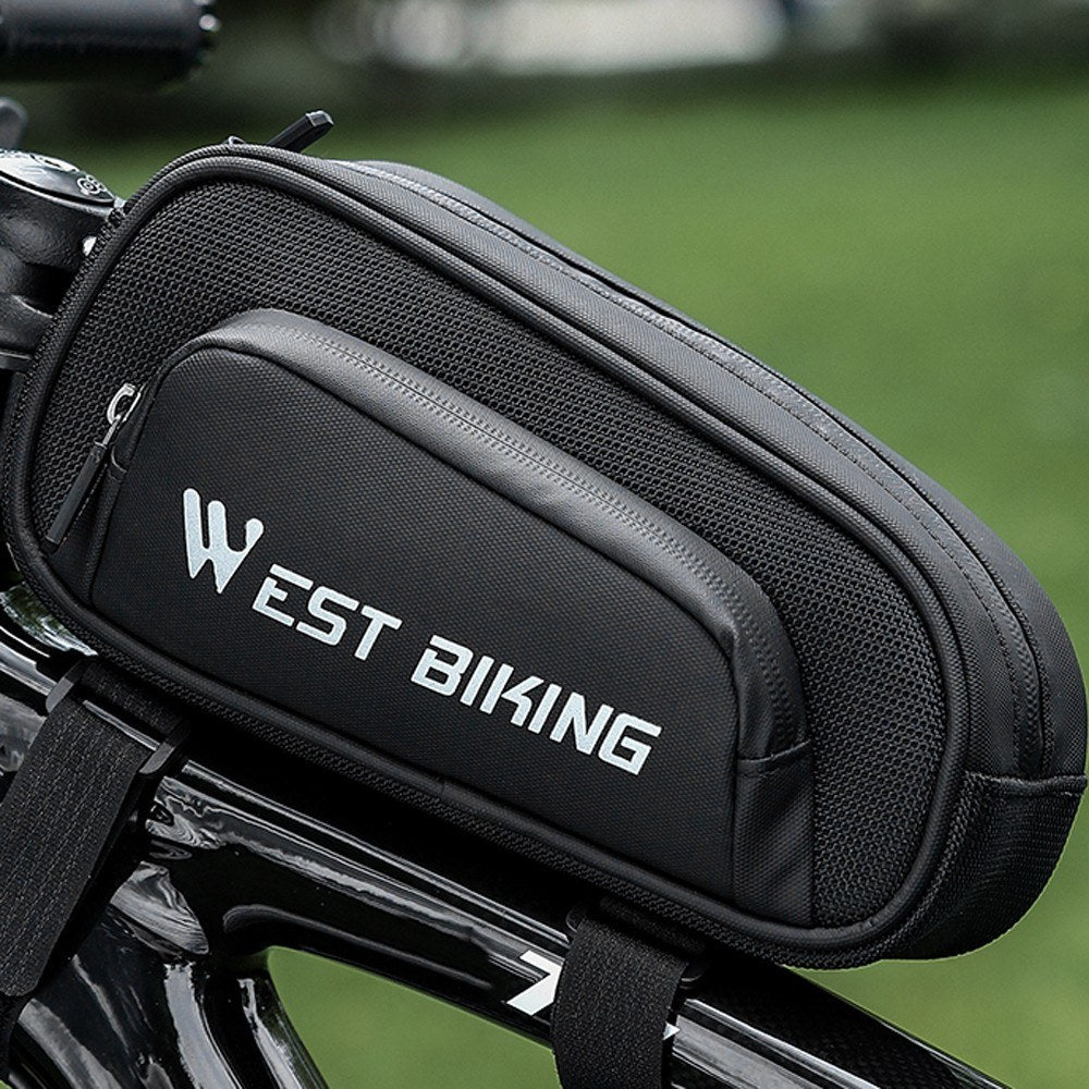 WEST BIKING Waterproof 1.5L Bicycle Front Frame Bag with Smooth Zipper