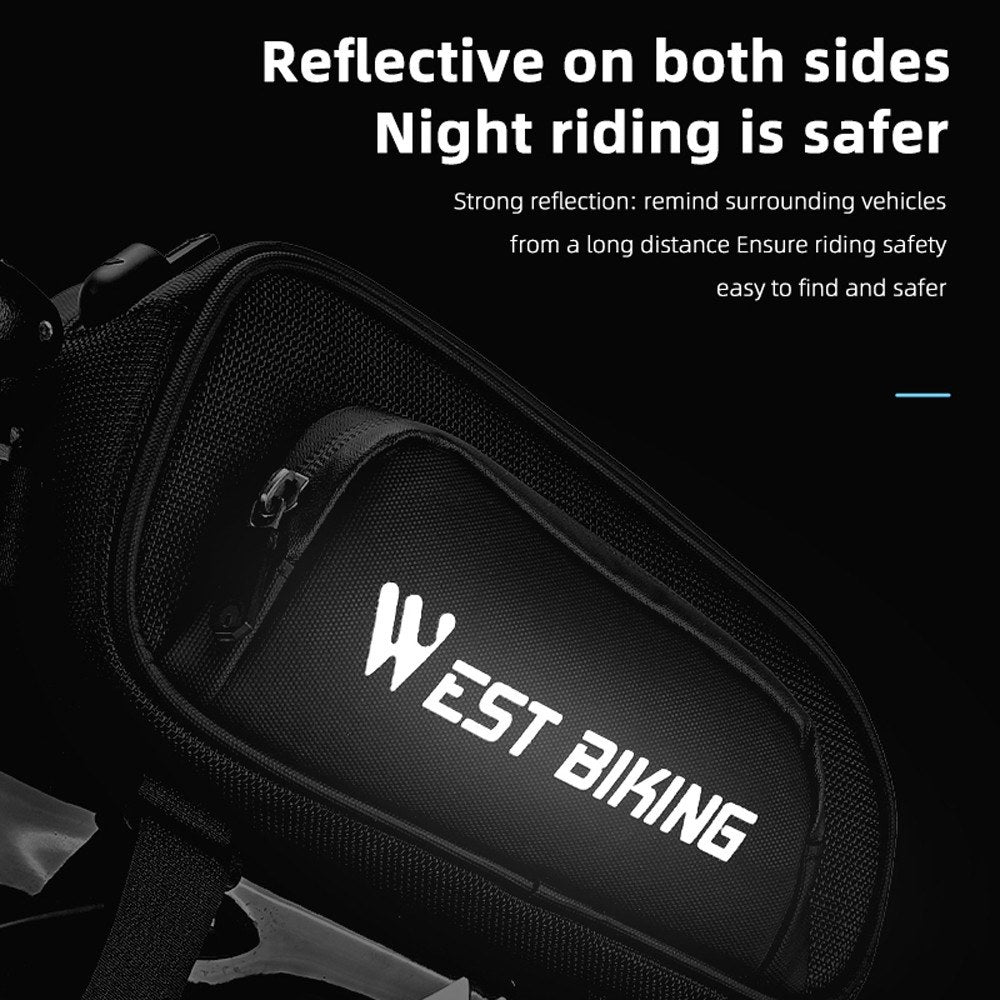 WEST BIKING Waterproof 1.5L Bicycle Front Frame Bag with Smooth Zipper