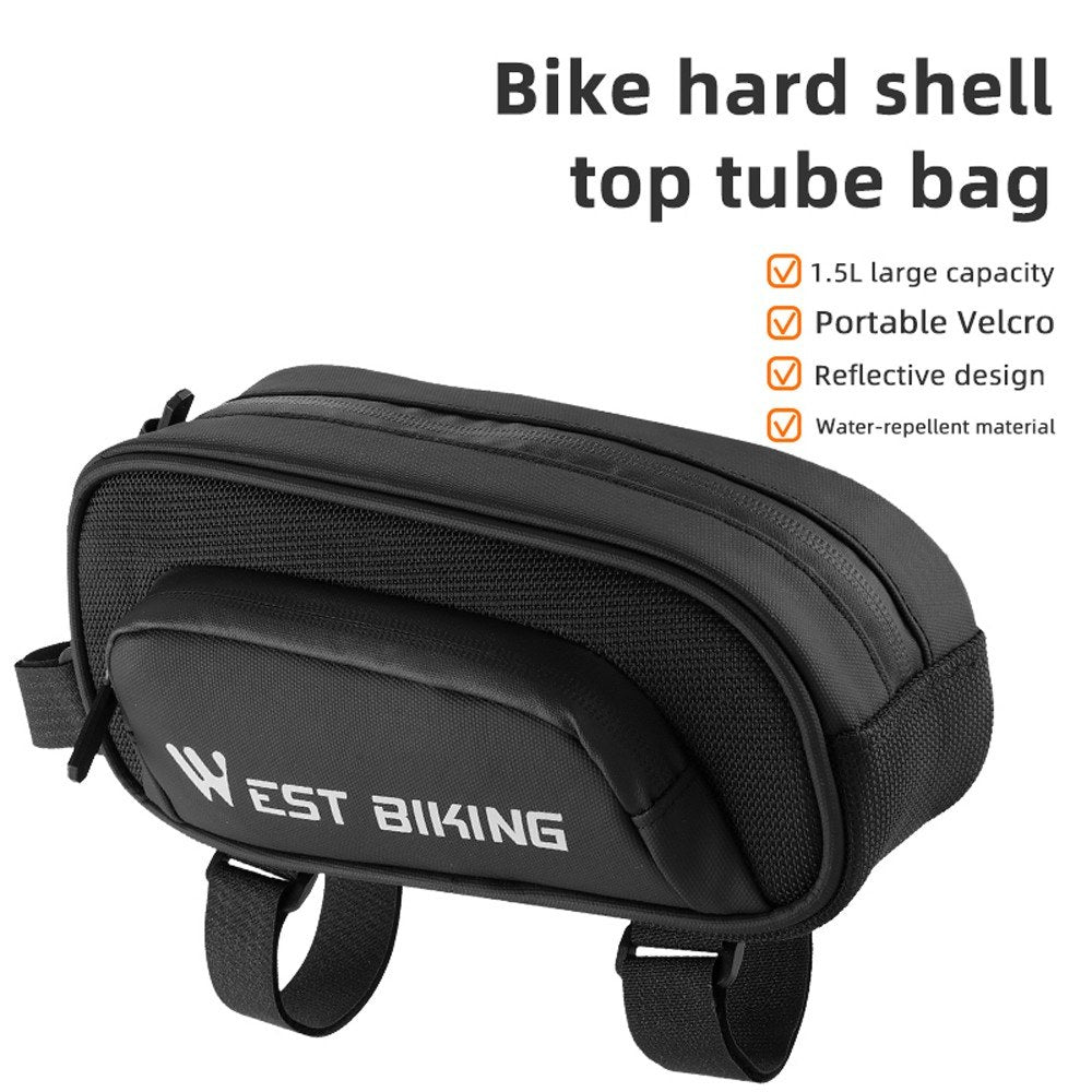 WEST BIKING Waterproof 1.5L Bicycle Front Frame Bag with Smooth Zipper