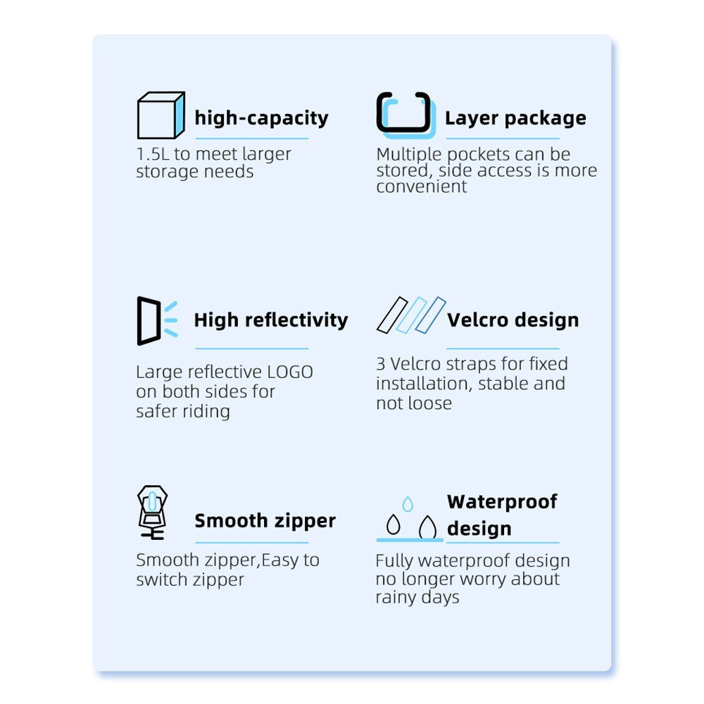 WEST BIKING Waterproof 1.5L Bicycle Front Frame Bag with Smooth Zipper