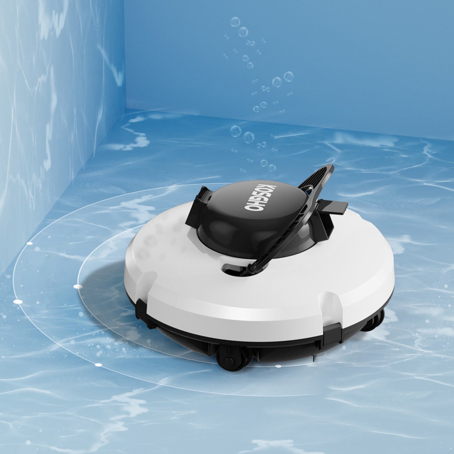 KOSGHO Dual Motor Cordless Robotic Pool Cleaner - Self-Parking Vacuum for Flat Ground Pools