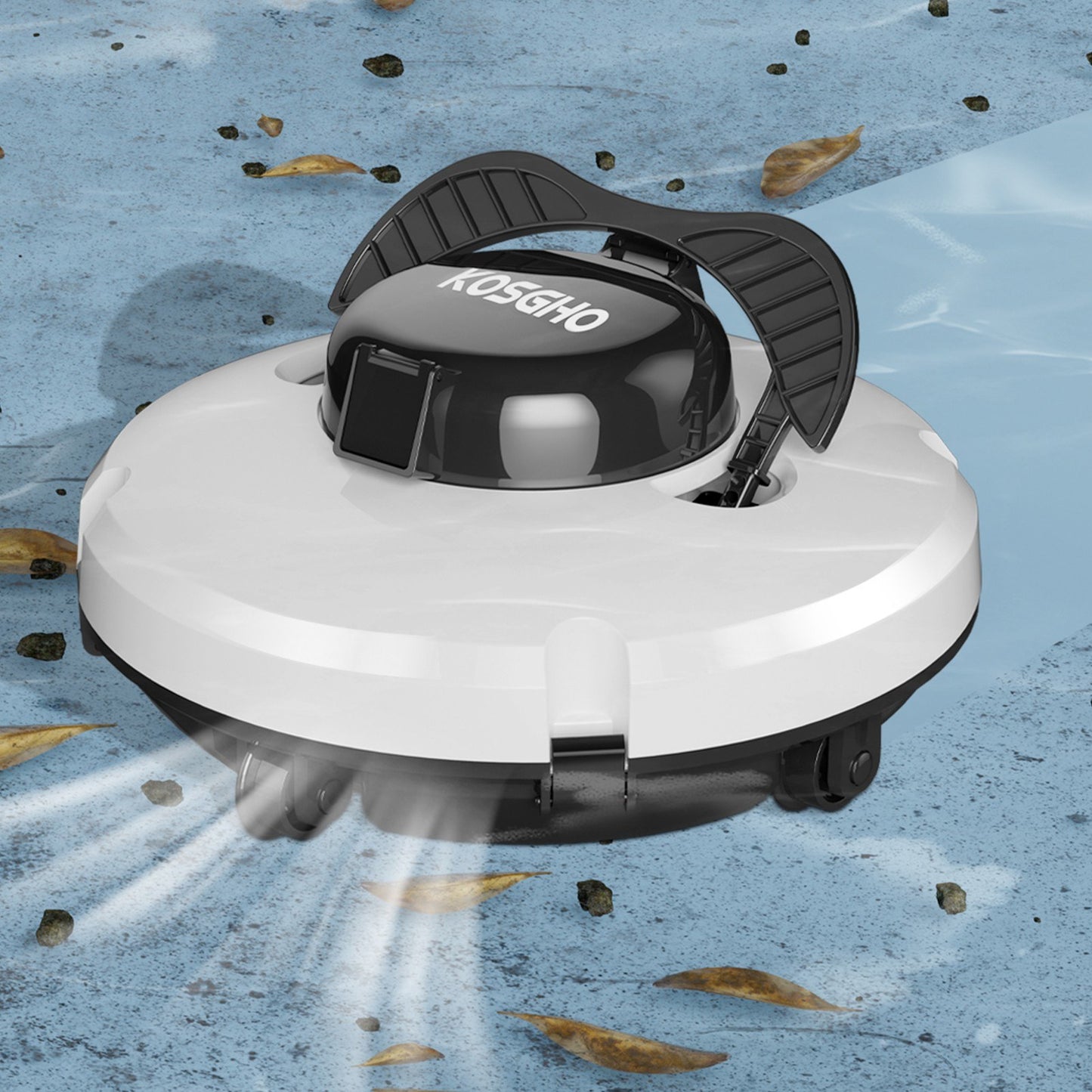 KOSGHO Dual Motor Cordless Robotic Pool Cleaner - Self-Parking Vacuum for Flat Ground Pools