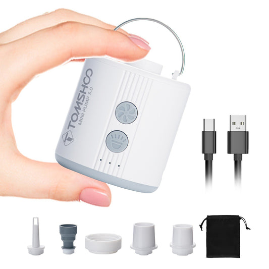 Rechargeable TOMSHOO Mini Electric Air Pump with LED Light for Pool Floats, Air Beds & Vacuum Bags
