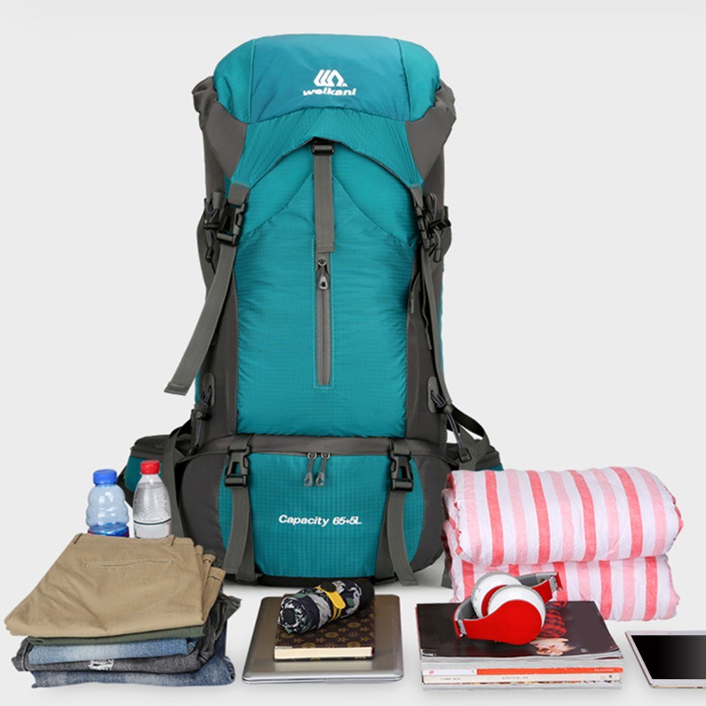 Weikani 70L Water-Resistant Hiking & Camping Backpack with Rain Cover
