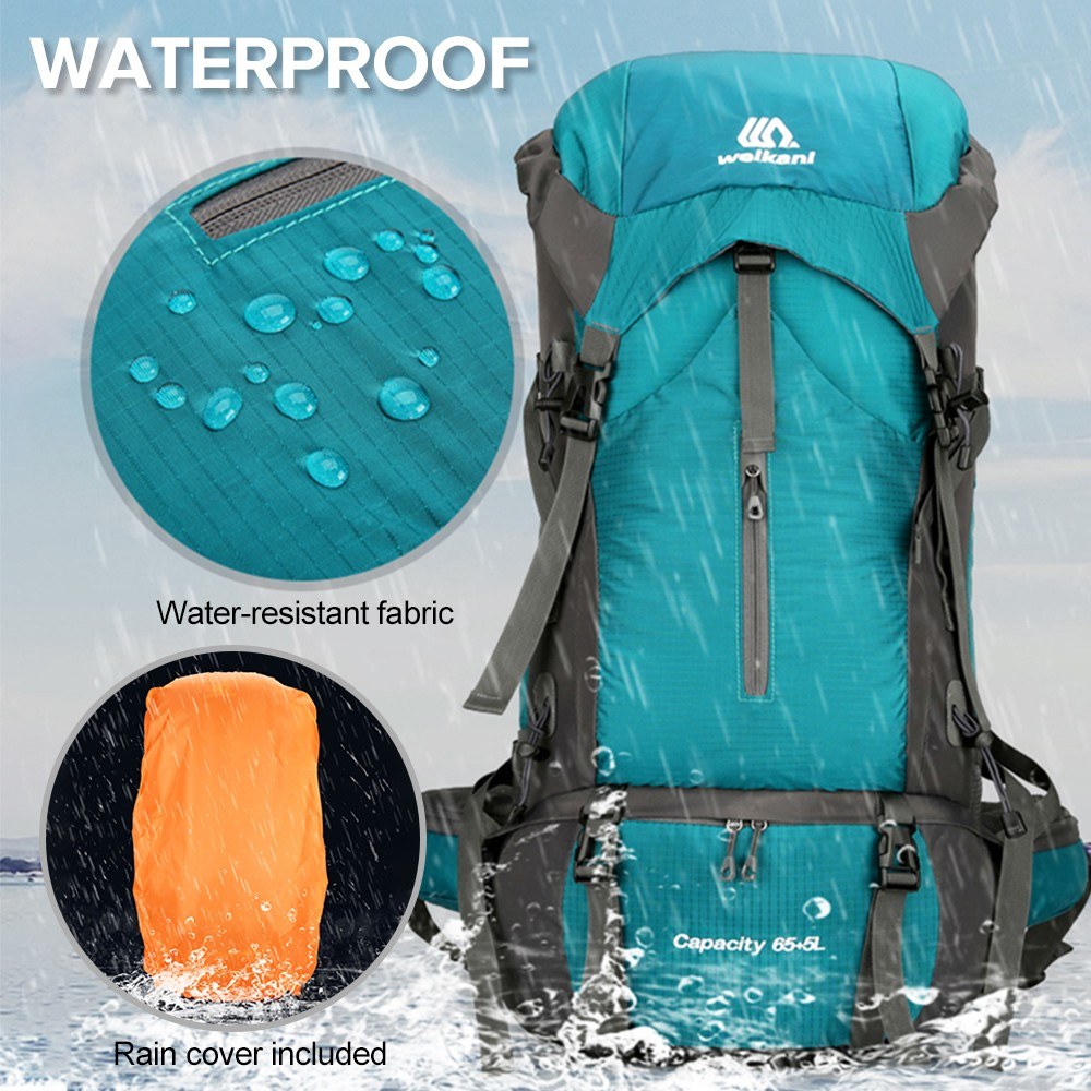 Weikani 70L Water-Resistant Hiking & Camping Backpack with Rain Cover