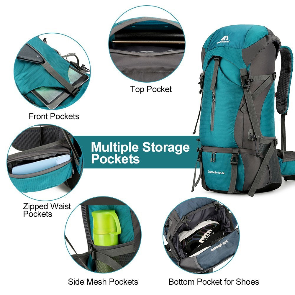 Weikani 70L Water-Resistant Hiking & Camping Backpack with Rain Cover