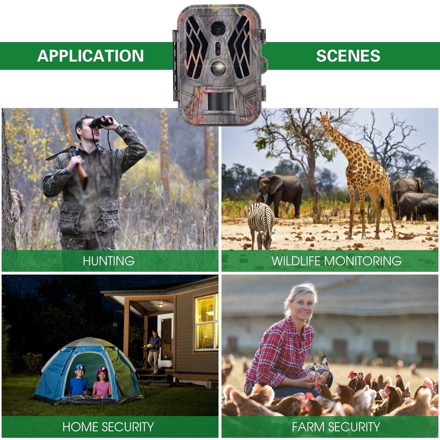 4K 36MP Dual Lens Trail Camera with 2.4 TFT Screen, Motion Activated, No Glow Night Vision, for Wildlife and Farm Security