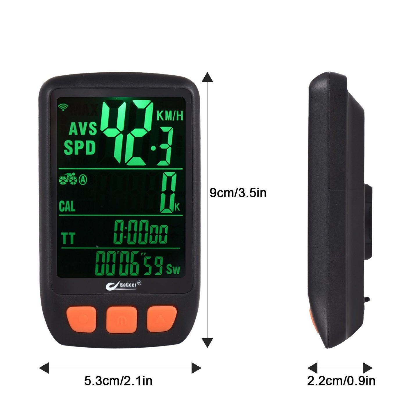 BOGEER Wireless Digital Bike Speedometer with 2.8in LCD Backlight
