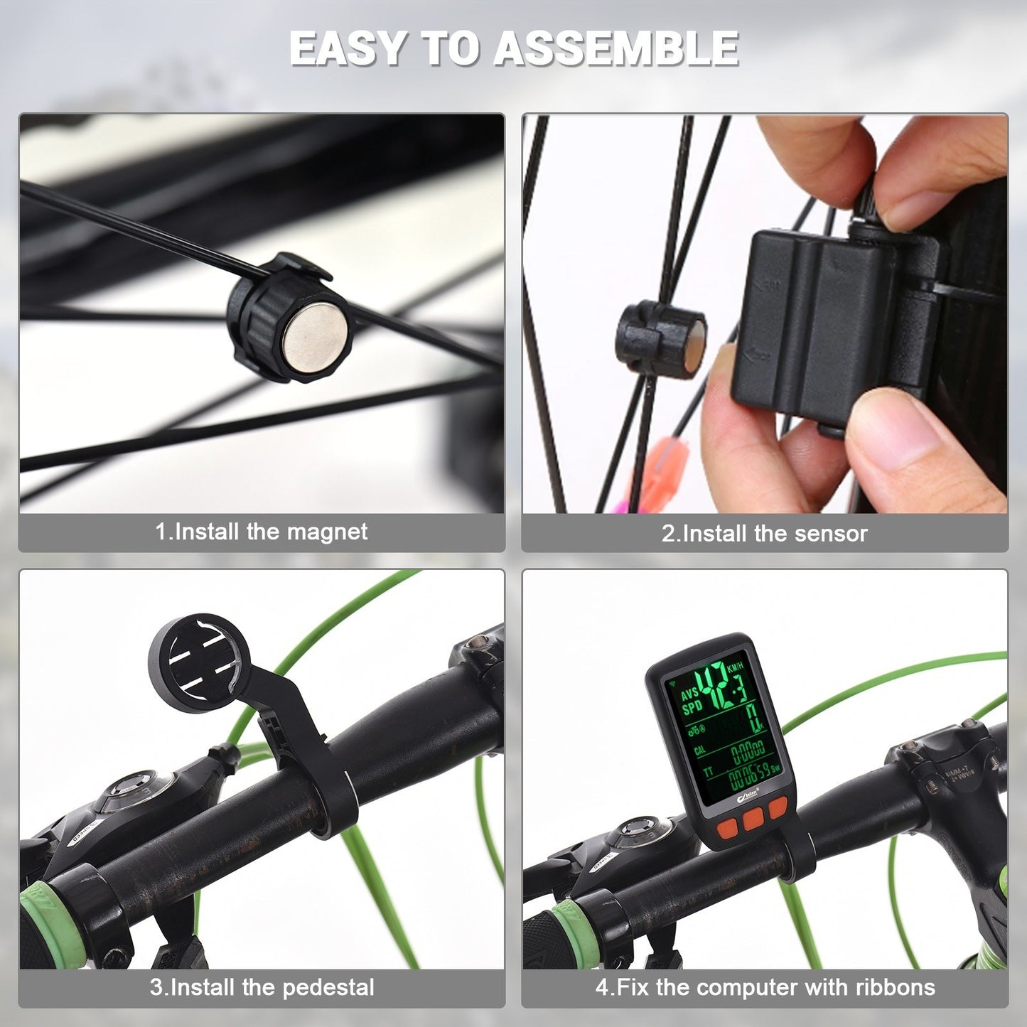 BOGEER Wireless Digital Bike Speedometer with 2.8in LCD Backlight