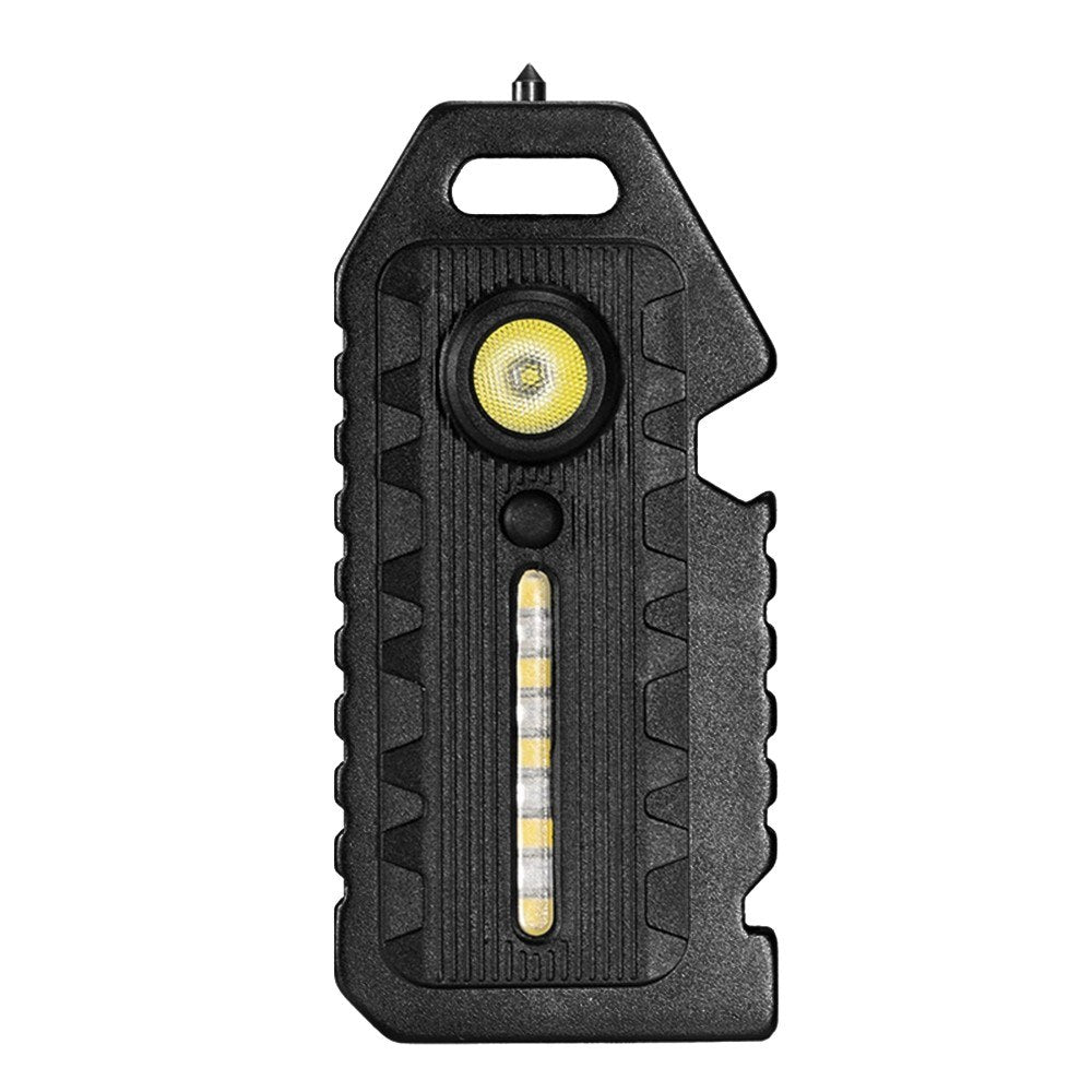 Compact Multi-functional Keychain: LED Flashlight, Whistle, Window Breaker, Bottle Opener, Waterproof & Rechargeable