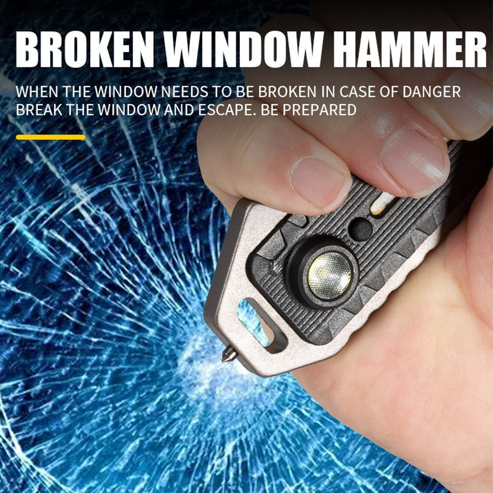 Compact Multi-functional Keychain: LED Flashlight, Whistle, Window Breaker, Bottle Opener, Waterproof & Rechargeable