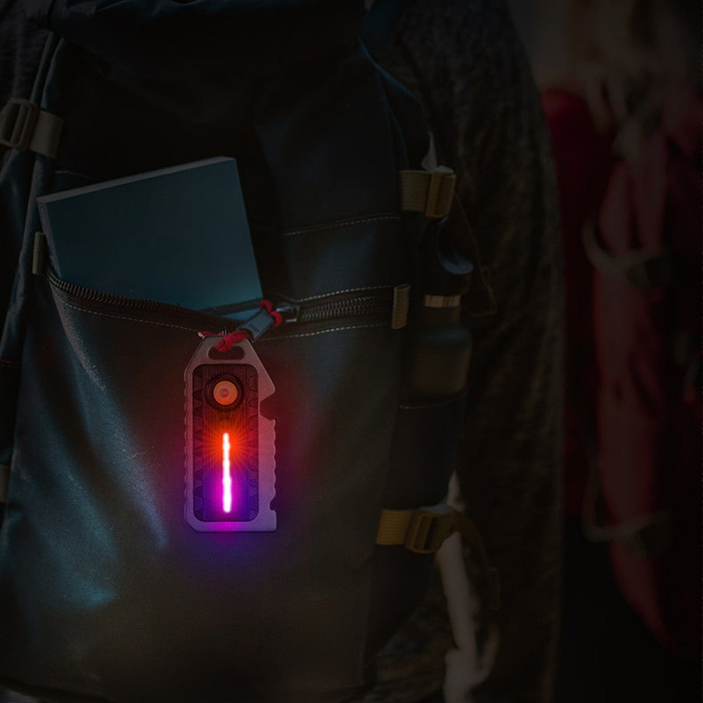 Compact Multi-functional Keychain: LED Flashlight, Whistle, Window Breaker, Bottle Opener, Waterproof & Rechargeable