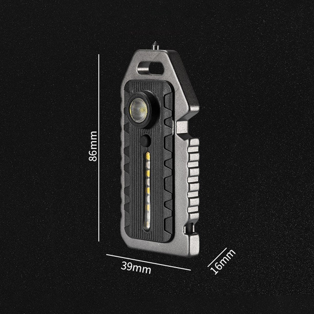Compact Multi-functional Keychain: LED Flashlight, Whistle, Window Breaker, Bottle Opener, Waterproof & Rechargeable