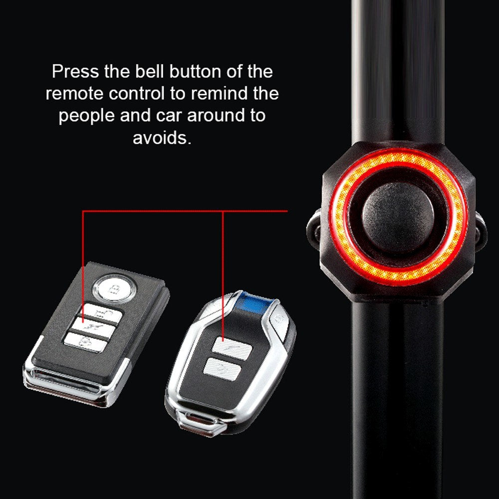 Rechargeable USB Bike Tail Light with Brake Sensor & Alarm