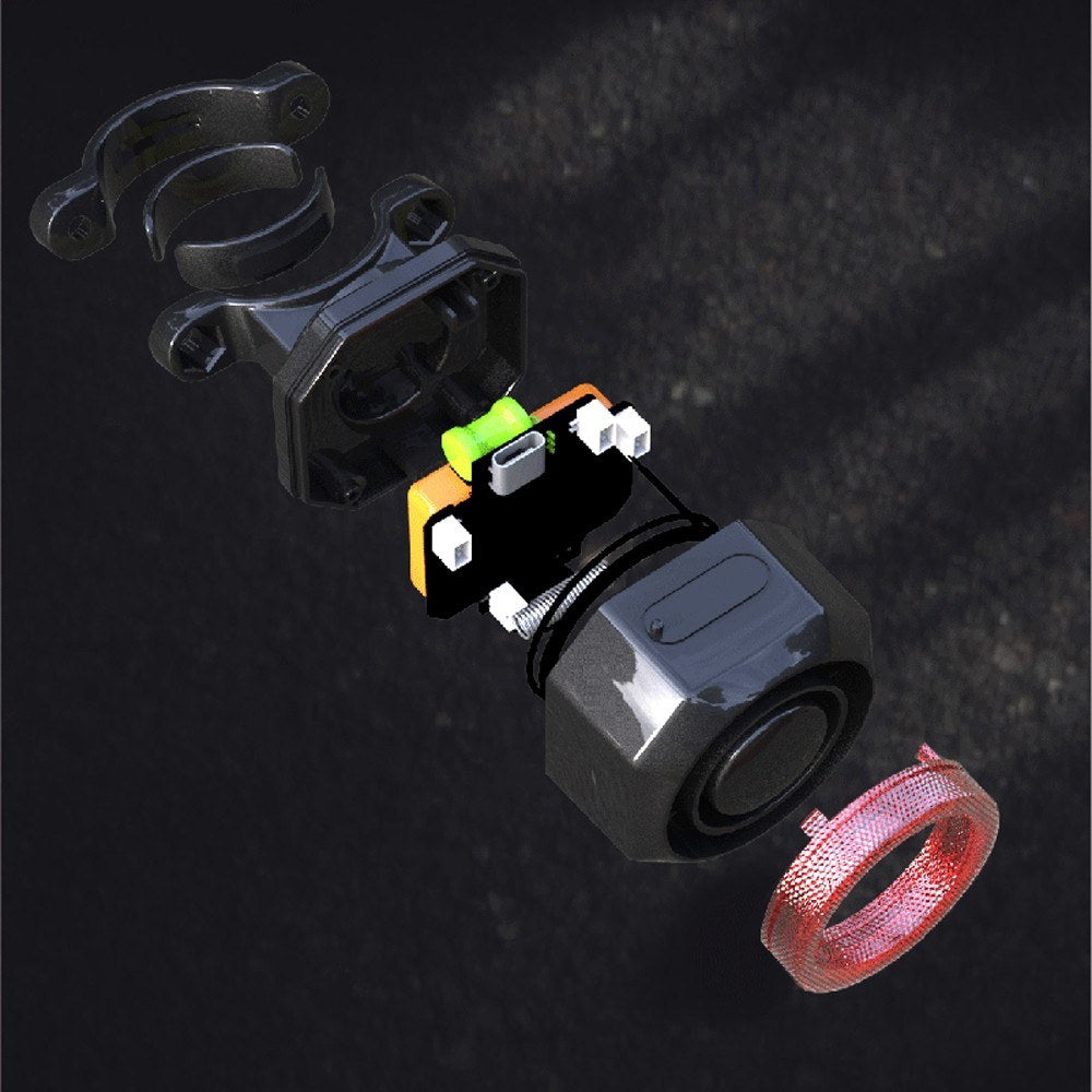 Rechargeable USB Bike Tail Light with Brake Sensor & Alarm