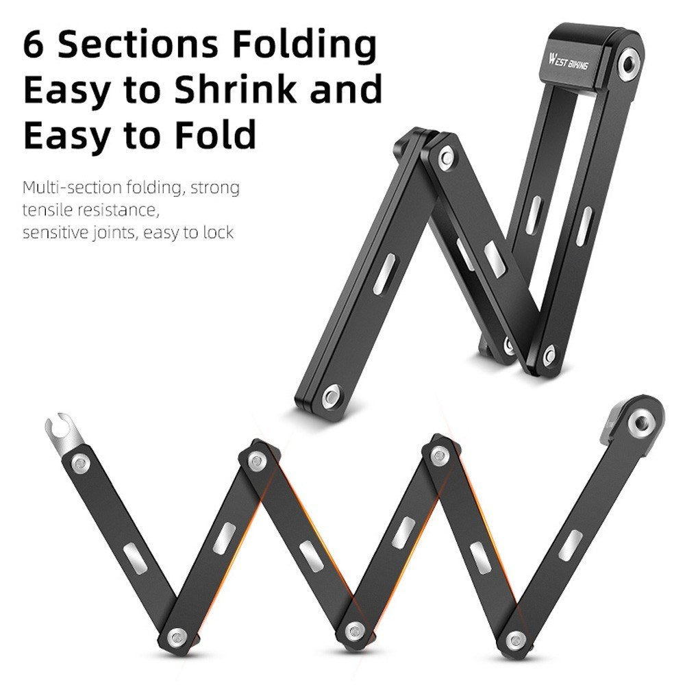 WEST BIKING Foldable Anti-Theft Bike Lock for Electric Bikes, Bicycles, and Motorcycles