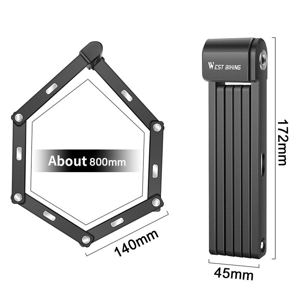WEST BIKING Foldable Anti-Theft Bike Lock for Electric Bikes, Bicycles, and Motorcycles