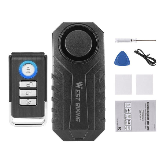 WEST BIKING Wireless Anti-Theft Bicycle Alarm with Movement Sensor, High Visibility, Waterproof, Remote Control for Bikes & E-Bikes