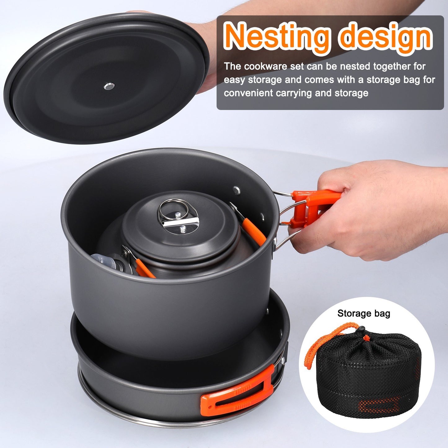 Portable Outdoor Cookware Set: Aluminum Pot, Pan, Kettle, Cups, Stove for Camping, Hiking, Backpacking, Fishing