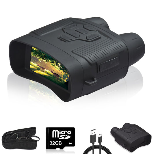 4K Night Vision Binoculars with 3 Screen, Infrared, Anti-Shake, Motion Detection, 32GB Card