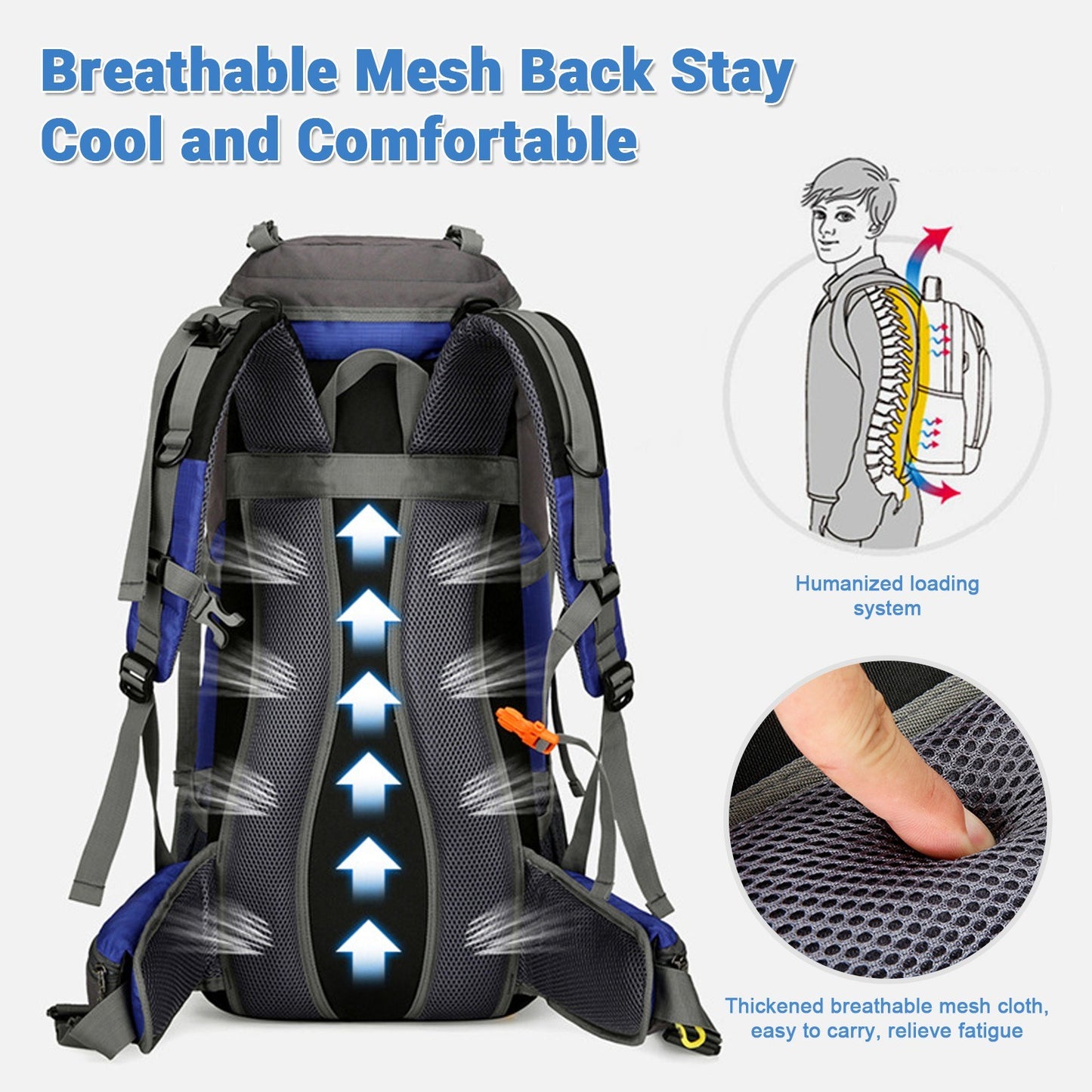 VANAHEIMR 50L Waterproof Hiking Backpack with Rain Cover and Shoe Compartment for Camping, Travel, and Climbing